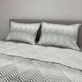 thumbnail image 2 of Grey Chevron Comforter & Sham Bedding Set, Minimalist Triangles Waves in Symmetric Lines Geometric Motif, 3 pcs Duvet Set Microfiber Filling Quilt, 5 Sizes, Pale Grey White, by Ambesonne, 2 of 4