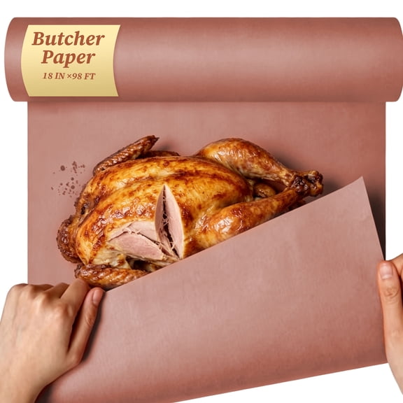 CISILOV Pink Butcher Paper Roll 18 Inch x 98 Feet, Food Grade Unwaxed Uncoated Butcher Paper for Smoking Meat, BBQ, Meat Wrapping, Serving & Craft