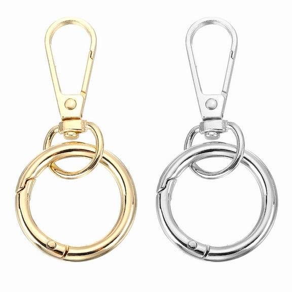 Uxcell 2.8" Swivel Snap Hooks with Key Rings, 2Pcs Double Opening  Metal Lobster Swivel Clasp Clip with O Ring for DIY Crafts Lanyard Making, Gold Tone/Silver Tone