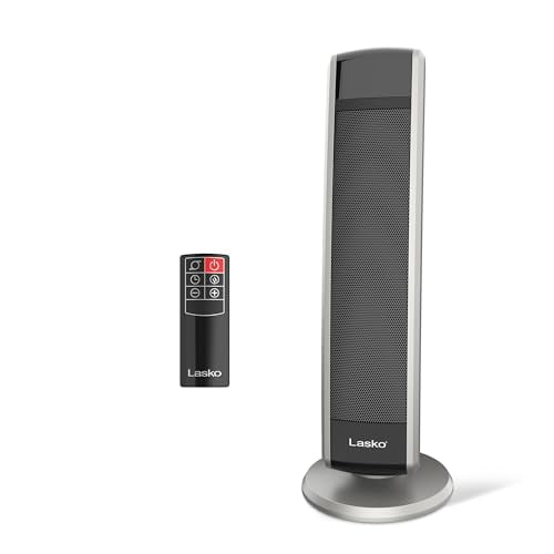 Lasko 5586 Digital Ceramic Tower Heater with Remote, Dark Grey
