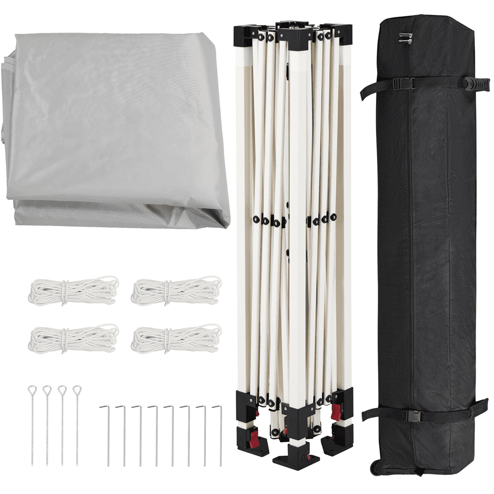 Alden Design Outdoor Canopy Tent with Stakes Ropes Sandbags Wheeled Bag for Patio, Light Gray