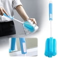 thumbnail image 3 of Fmnung Long Handle Bottle Brush, Soft Sponge Scrubber for Baby Bottles, Thermoses, Glasses, and Tumblers, Scratch-Free Cleaning Tool with Hanging Hook, 11.4 Inch Blue, 3 of 10