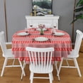 thumbnail image 2 of Red Christmas Folk Pattern Round Tablecloth 60"x60",Wrinkle Wipeable Table Cloth for Kitchen Dining Room Picnic Patio Party, 2 of 6