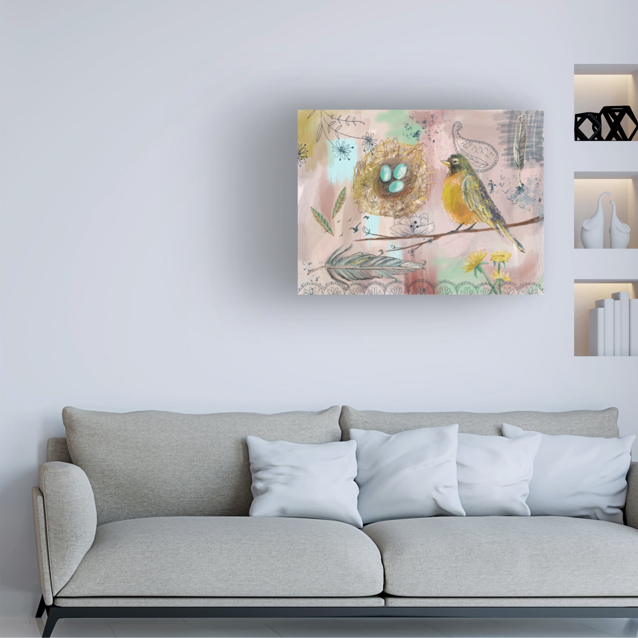 Canvas Wall Art - Christine Rotolo 'Robins Eggs 1' Wall Art for Living Room, Bedroom, or Office Décor by Trademark Fine Art - 32 x 24 Inches