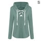 thumbnail image 2 of Guardurnaity Sudadera con capucha de manga larga con cuello en V y cordón para mujer Prendas para la parte del cuerpo Gris verdoso S, 2 of 6