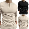 thumbnail image 3 of Kakina CMSX Summer Shirts for Men Clearance Men's Long Sleeve Round Neck Solid Color Pocket Zipper Slim Fit Shirt, 3 of 5