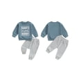 thumbnail image 3 of Aojekbee Toddler Boy Fall Outfits Letter Print Long Sleeve Round Neck Sweatshirt and Solid Color Pants 2 Pcs Set, 3 of 10