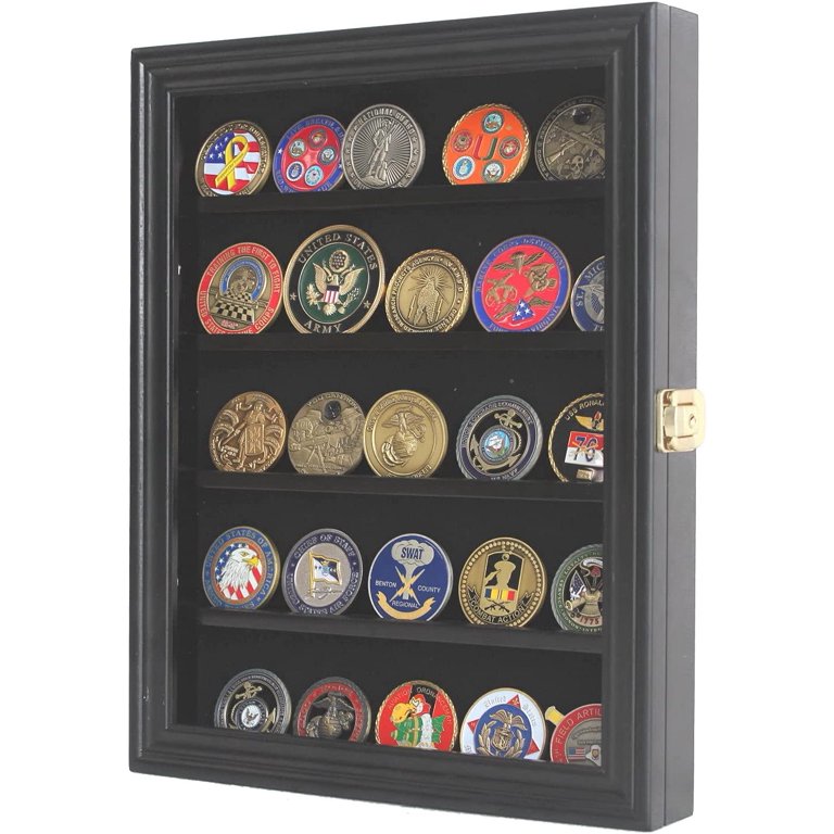 XS Casino Chip / Collector Coin Display Case Wall Cabinet Holder Shelf W/  98% UV Protection Lockable 