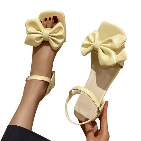 

ãYilirongyummã Yellow 41 Sandals Women Sandals For Women Ladies Heel High Heel Bownot Casual Shoes
