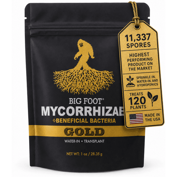 Big Foot Gold Mycorrhizal Fungi 1 oz, Beneficial Bacteria for Plant Growth, Root Stimulator, Super Concentrated 3-in-1 Formula for All Plants