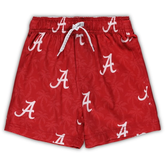 Preschool Wes & Willy  Crimson Alabama Crimson Tide Palm Tree Swim Shorts