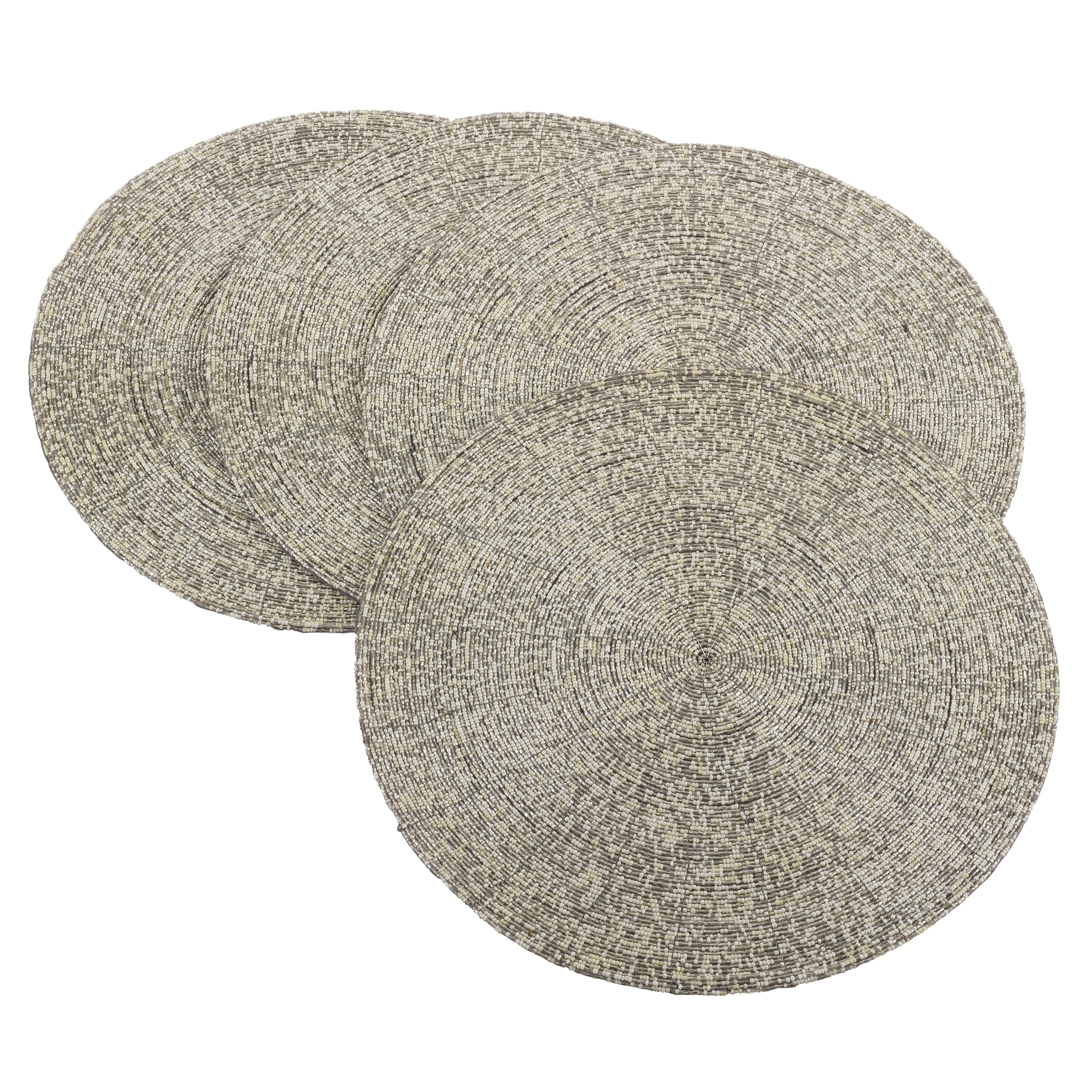 Saro Lifestyle Glass Beaded Design Elegant Decorative Placemat Set