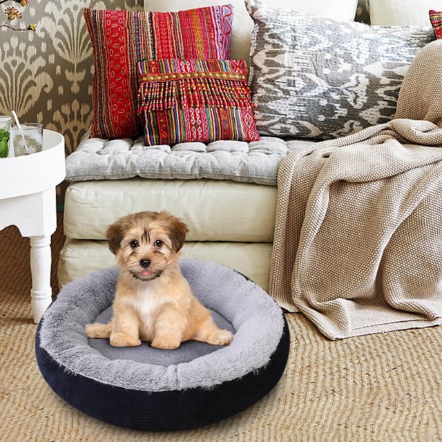 LSLJS Tapis pour Chien Épais et Chaud, Amovible et Lavable, Chenil Rond