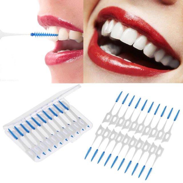 40 Cepillos De Hilo Interdental De Silicona Suave, Limpiador De Dientes, Herramienta De Cuidado Bucal