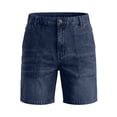 thumbnail image 4 of Guluxicc Mens Denim Shorts Button Elastic Waist Jean Shorts Regular Fit Solid Color Summer Casual Jeans with Pockets, 4 of 9