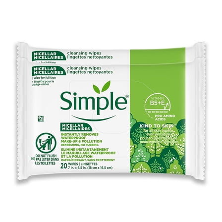 Simple Kind To Skin Micellar Make Up Remover Wipes, Face Wipes, 4 pc