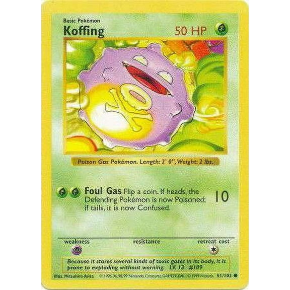 Pokemon Base Set Common Koffing #51 (Shadowless)