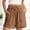 Coffee, variant on ClodeEU Women's Linen Blend Drawstring Shorts with Cutout Lace Trim ,Elastic Waist Casual Summer Bottoms Coffee,Womens Plus XL