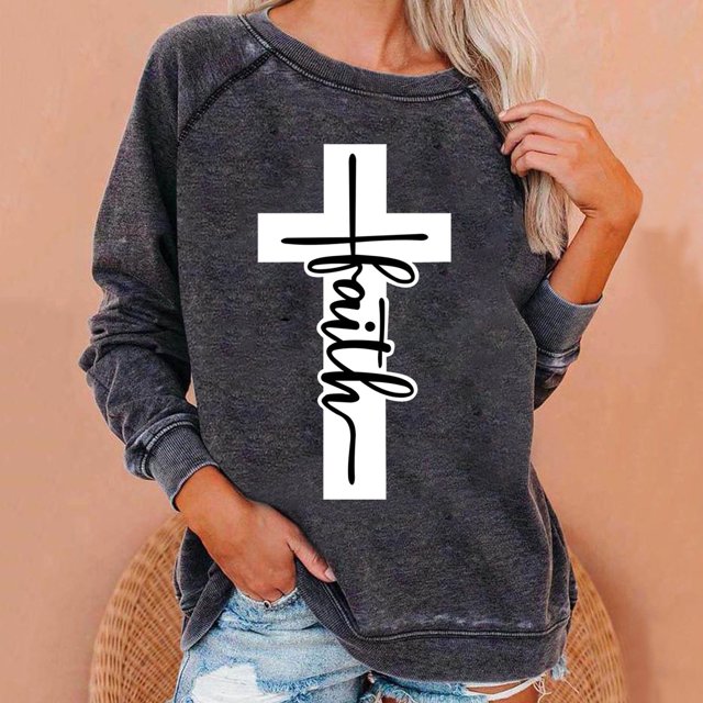 Puntoco Vestidos Mujer Verano Moda Mujer Cuello Redondo Manga Larga Camiseta Impresión Sudadera Blusa Tops