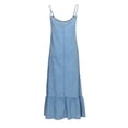 thumbnail image 3 of DHFJKG Women Casual Denim Dress Spaghetti Strap Scoop Neck Loose Fit Long Dress Summer Beach Vacation Clothes Soft Dresses, 3 of 3