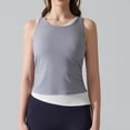 thumbnail image 4 of MOJOGO Women's Workout Tank Side Ruched Sleeveless Tees Moisture Wicking Athletic T-Shirts Yoga Pilates 2 in 1 Shirts L, 4 of 7