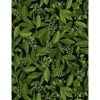 Timeless Treasures Leaves & Buds Black 100% Cotton Fabric sold by the yard