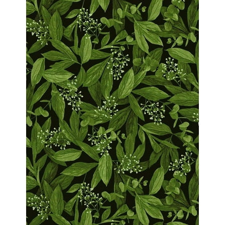 Timeless Treasures Leaves & Buds Black 100% Cotton Fabric sold by the yard