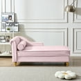thumbnail image 3 of Luxurious Pink Velvet Chaise Lounge Chair with Hidden Storage, Gold Metal Legs, Modern Upholstered Sofa for Living Room & Bedroom, Comfortable & Stylish Seating (60.6" L), 3 of 12