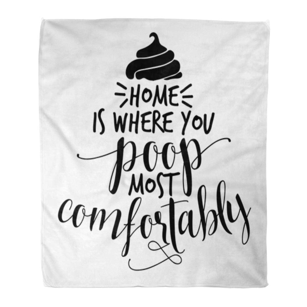 KDAGR Flannel Throw Blanket Brown Bathroom Home is Where You Poop Most