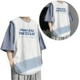 thumbnail image 3 of Camiseta de manga corta con cuello redondo para hombre, camisetas holgadas de estilo de dos piezas, camisa básica de cuello redondo de verano para hombre, 3 of 8
