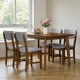 thumbnail image 2 of GZXS 5-Piece Rectangular Dining Table Set, 47.24" Kitchen Table with Solid Wood Legs, 4 Upholstered Linen Chairs with Padded Seat, Ideal for Small Spaces & Apartments (Walnut), 2 of 9