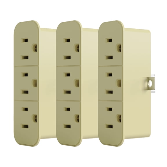 2 to 3 Prong Grounded Triple Outlet Extender, 2-Prong to 3-Prong Adapter Converters for Wall Outlets, Portable Polarized Wall Plug Splitter with 3 AC Outlets, ETL Listed, 3 Packs, Ivory