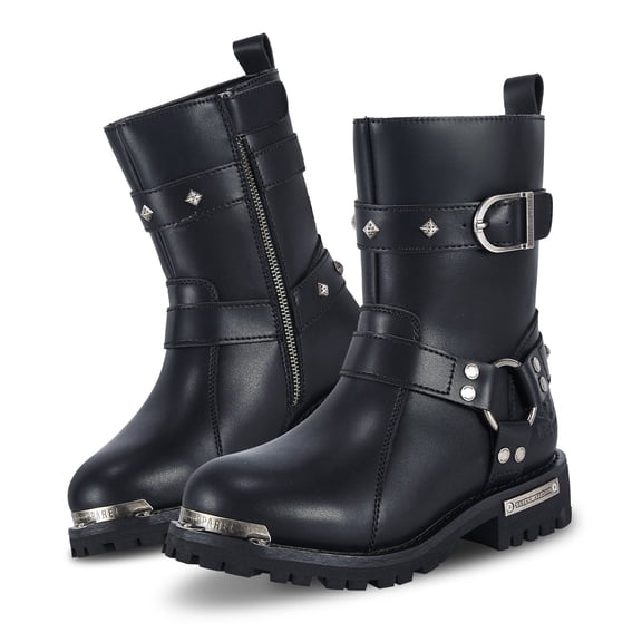 Dream Apparel Women's Motorcycle Boots PU Leather Waterproof With Side Zipper For Motorbike Riding Work Outdoor