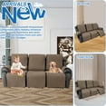 thumbnail image 3 of Aorsher 100% Waterproof 3 Seater Recliner Sofa Covers, Anti-Slip Recliner Sofa Covers with Pockets, Elastic Straps, Washable Reclining Sofa Protector for Kids, Pets, Dogs, Khaki, 3 of 16