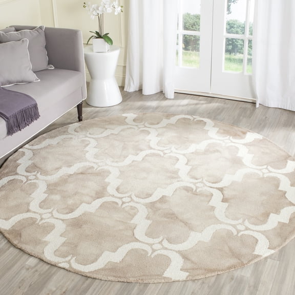 Safavieh Dip Dye Talbot Distressed Wool Area Rug, Beige/Ivory, 7' x 7' Round