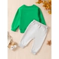 thumbnail image 3 of Suealasg Toddler Baby Boys Girls Saint Patrick's Day Outfits3M 6M 9M 12M 18M Infant Letter Embroidery Long Sleeve Sweatshirt and Elastic Pants Set 2 Piece Newborn Spring Ireland Festival Clothes, 3 of 9