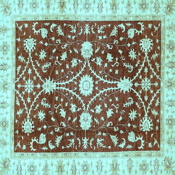 Ahgly Company Indoor Square Abstract Light Blue Modern Area Rugs, 8' Square