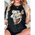thumbnail image 1 of Camiseta elástica con estampado de koala para mujer. Camiseta informal de cuello redondo y manga corta. Colección primavera/verano. Ideal para adultos, hombres, mujeres, adolescentes y jóvenes. Camise, 1 of 6