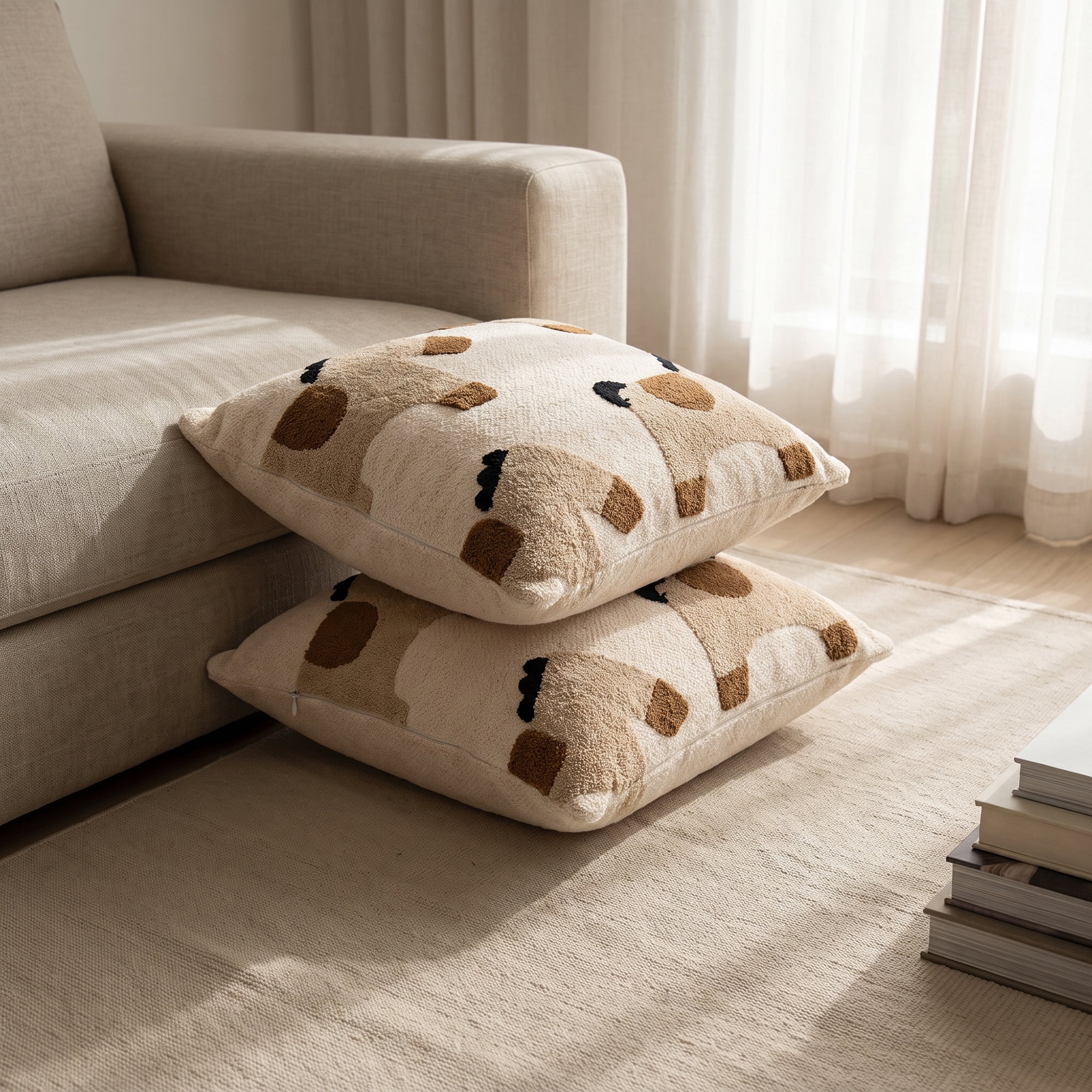 Unique Bargains 3D Tufted Animal Throw Pillow Cushion Cover Square Brown Horse 18"x18"