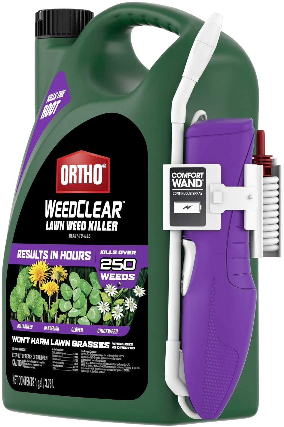Ortho WeedClear Lawn Weed Killer Ready-to-Use1 - with Comfort Wand, Results in Hours, Kills Dollarweed, Dandelion, Clover and Chickweed to the Root, 1 gal.