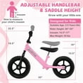 thumbnail image 3 of Toddler Balance Bike 2 Year Old, 11 Inch Push Bicycle with Adjustable Height, No Pedal Kids Toy Bike with Flat-Foam Tires, Gift Bike for 2-3 Boys Girls, Pink, 3 of 9