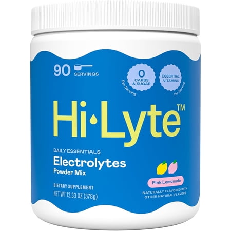Hi-Lyte Electrolyte Powder Pink Lemonade, Daily Essentials Hydration Drink Mix | 90 Servings