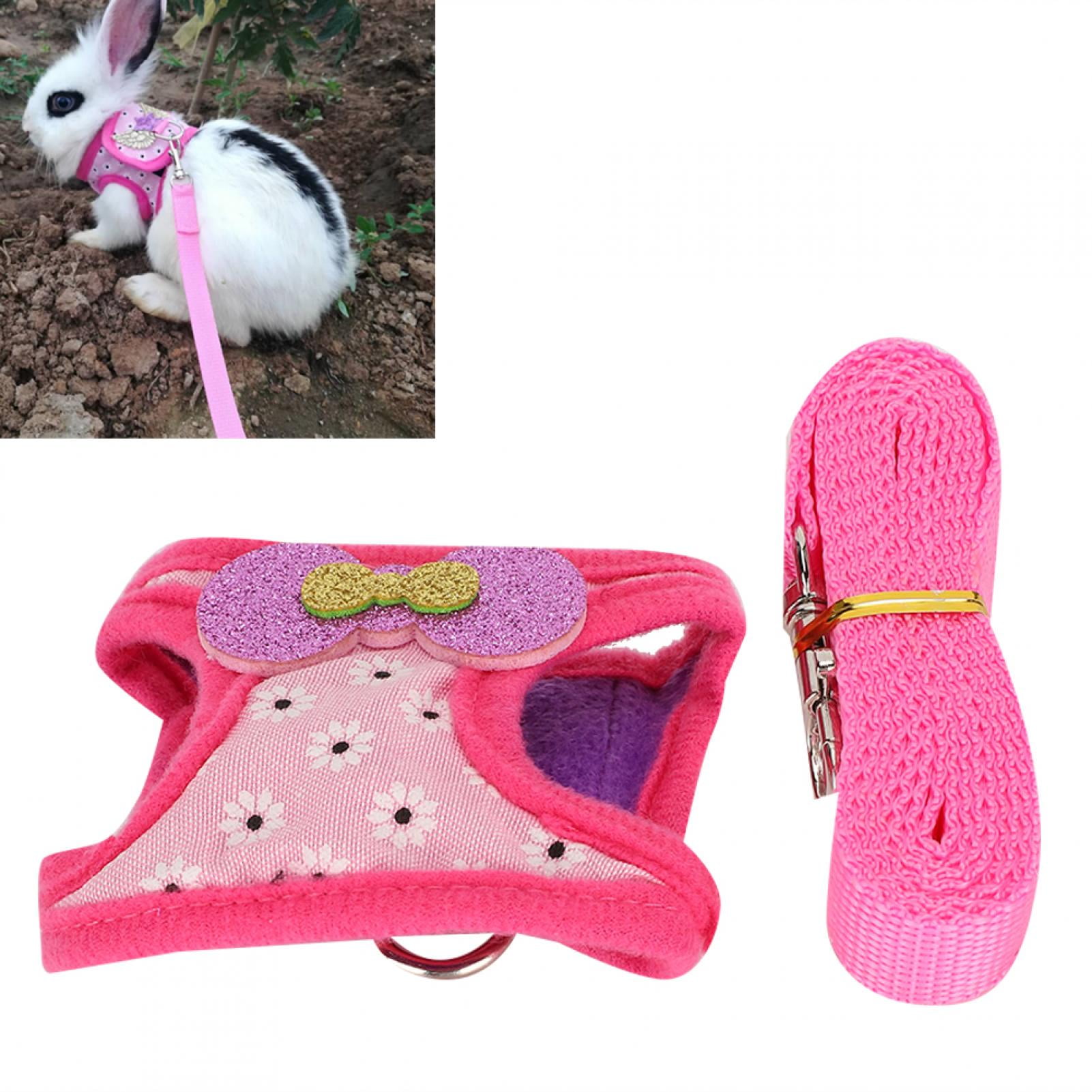 Brrnoo Small Pet Animal Leash Harness Set Comfortable Chest Strap Traction Vest for Rabbit Hamster Guinea Pig Pet Supplies Pet Harness