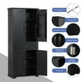 thumbnail image 6 of DEALTOPS Tall Storage Cabinet with Spacious Storage, Wide Cabinet with Storage Racks, Black, 6 of 8