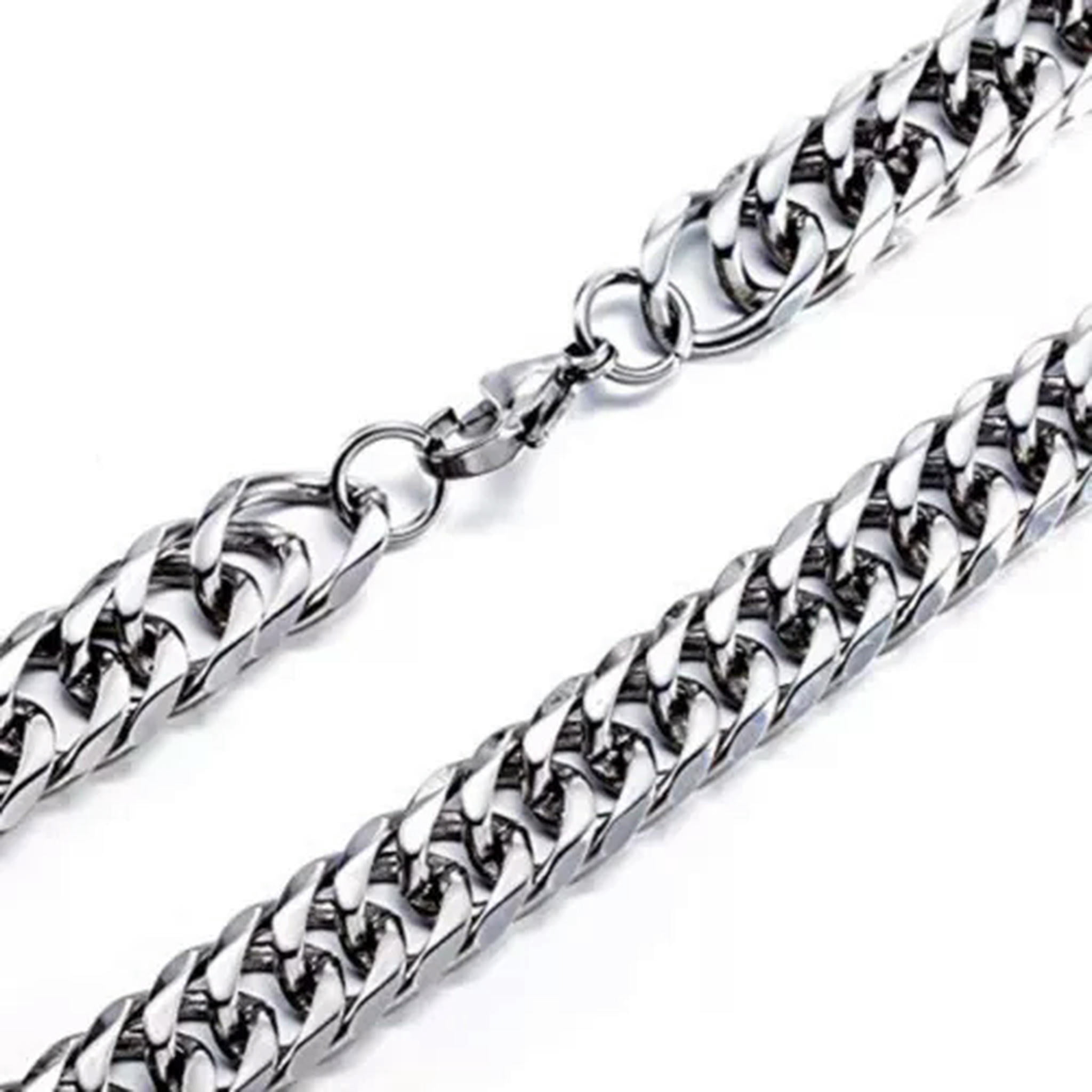 COOLSTEELANDBEYOND Men's Viking Wolf Head Bracelet - Stainless Steel Double Curb Chain, Black/Silver/Gold