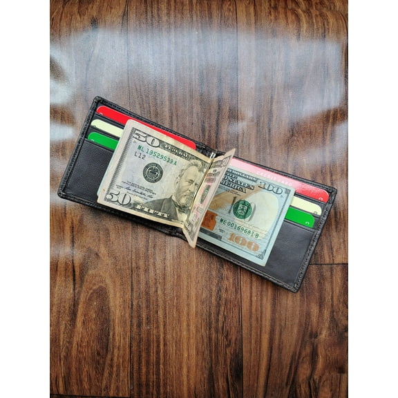 Slim men's wallet, leather wallet, groomsmen gift, men's leather wallet, leather bifold wallet, Handmade wallet with money clips