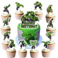 thumbnail image 1 of Suministros para fiestas de cumpleaños LDAKZFV Hulk con 1 adorno para tartas, 24 adornos para magdal, 1 of 5