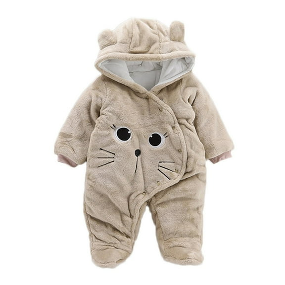 MHZLDYZ White Baby Onesies Newborn Baby Girls Boys Solid Cartoon Cat Velvet Hooded Jumpsuit Romper Bodysuit 12 Month Boy Clothes Onesies 0-3 Months Girl Onesies 0-3 Months Girl(Coffee,59)