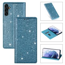 Allytech Galaxy A15 5G Wallet Case Bling Glitter Design, Slim PU Leather Cards Holder Flip Stand Cover for Girls Women Shockproof Wallet Case for Samsung Galaxy A15 5G - Skyblue