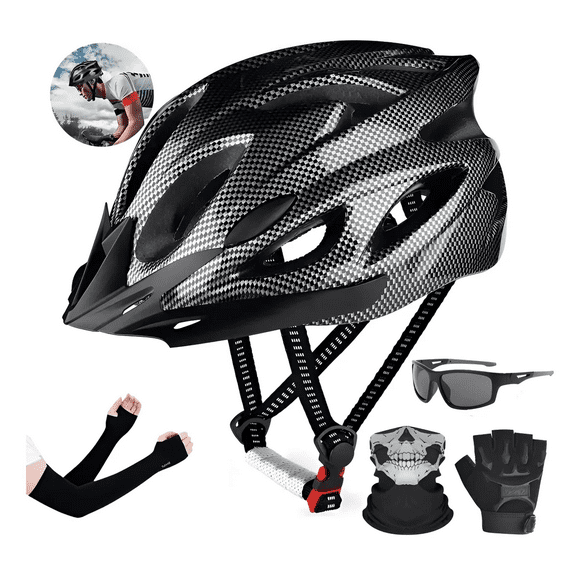Casco Ciclismo De Bicicleta Con Guantes+gafas+máscara+manga Xtellar negro